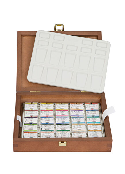 Horadam Aquarell Ahşap Kutu Artist 24'lü Tam Tablet Sulu Boya Seti 