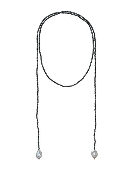 Sedna Baroque Pearl Hematite Stone Long Necklace