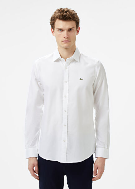 Erkek Slim Fit Beyaz Gömlek