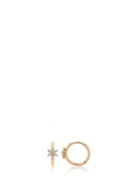 Star 14K Rose Gold Diamond Hoop Earrings