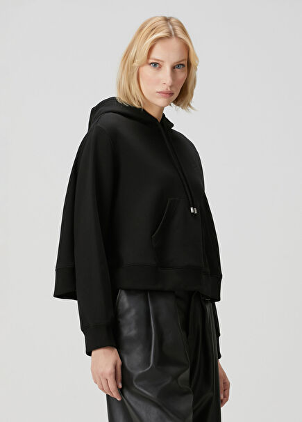 Siyah Kapüşonlu Sweatshirt