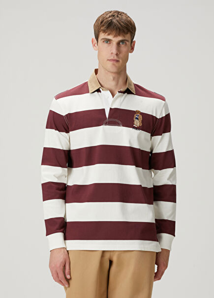 Kırmızı Polo Yaka Sweatshirt