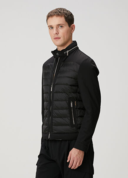 Black Hooded Quilted Coat
