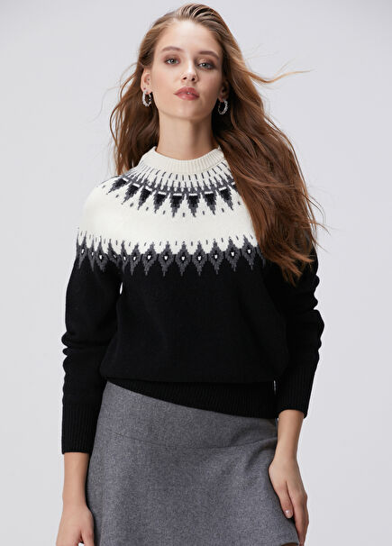 Black Soft Textured Knit Sweater