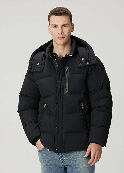 Black Hooded Puff Coat