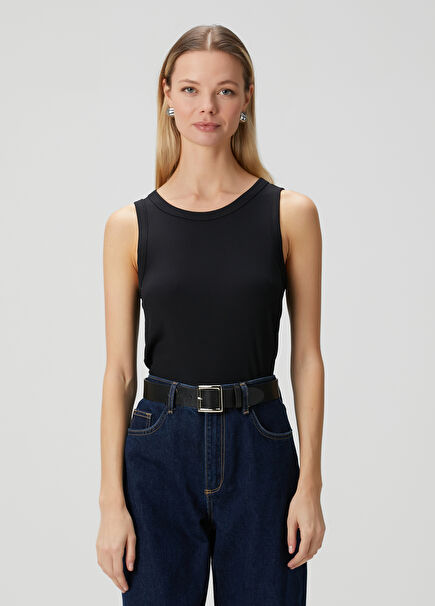 Siyah Bisiklet Yaka Ribli Atlet