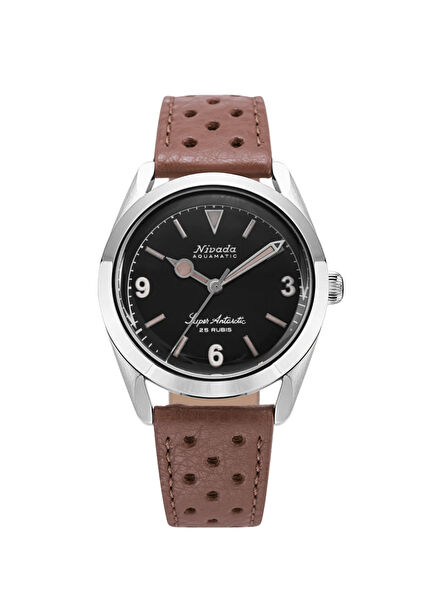 32032A23 Super Antarctic 3.6.9 Black Vintage Brown Leather Men's Wristwatch