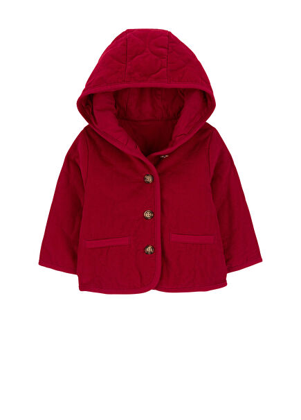 Red Hooded Baby Girl Quilted Jacket