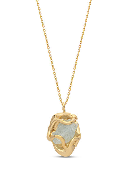 Hugs Gold Plated 925 Sterling Silver Women's Necklace with Natural Stones