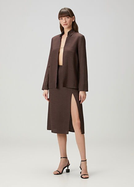 Notte Brown Jacquard Midi Skirt
