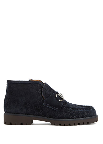 Navy Blue Boys Leather Boots