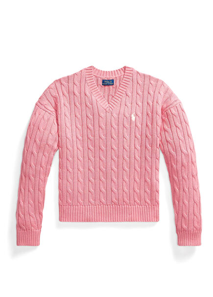 Pembe Saç Örgülü Kız Çocuk Kazak