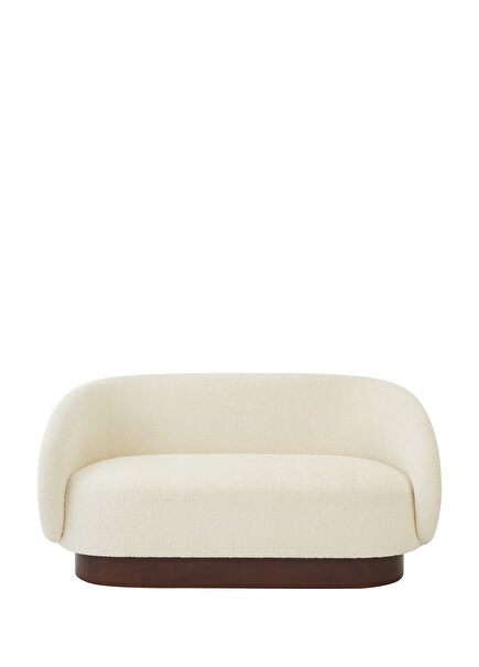 Cozy Bej Masif Ahşap El Oyması Detaylı İkili Kanepe