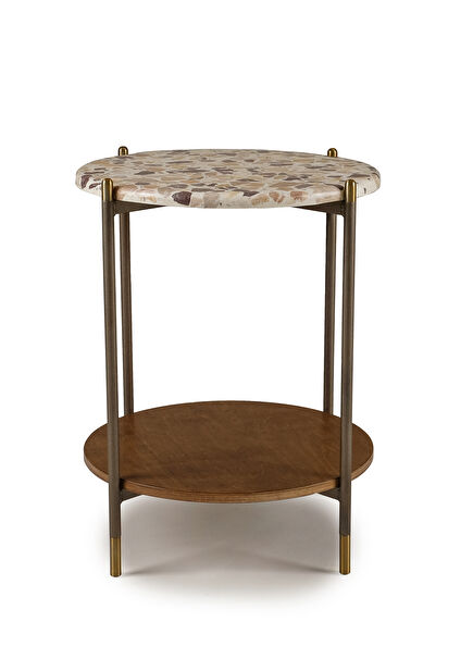 Vinyl Day Solid Wood Side Table 47x47 cm