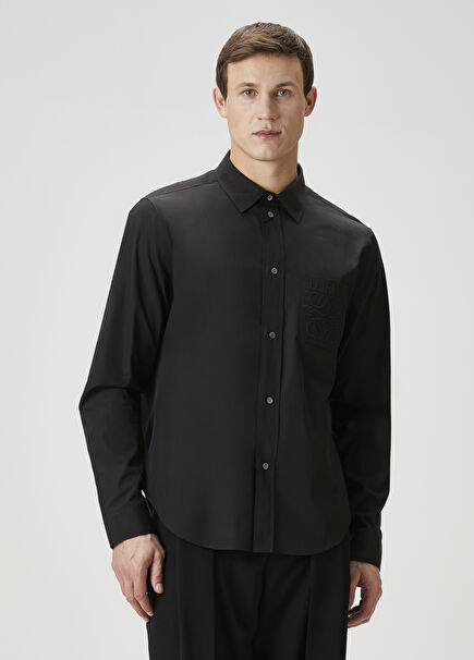Black Logo Embroidered Shirt