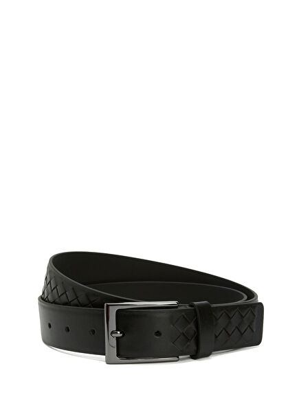 Black Men's Leather Belt