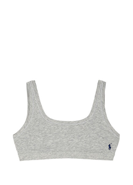 Gray Logo Embroidered Bra