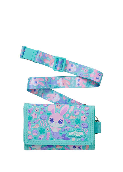 Curious Tavşan Desenli Mint Kız Çocuk Askılı Cüzdan