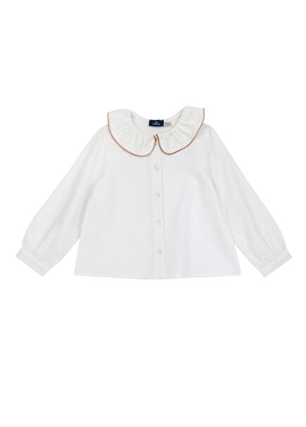 White Collar Detailed Long Sleeve Baby Girl Shirt