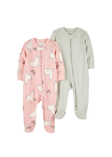Desenli Kız Bebek 2'li Uyku Tulumu