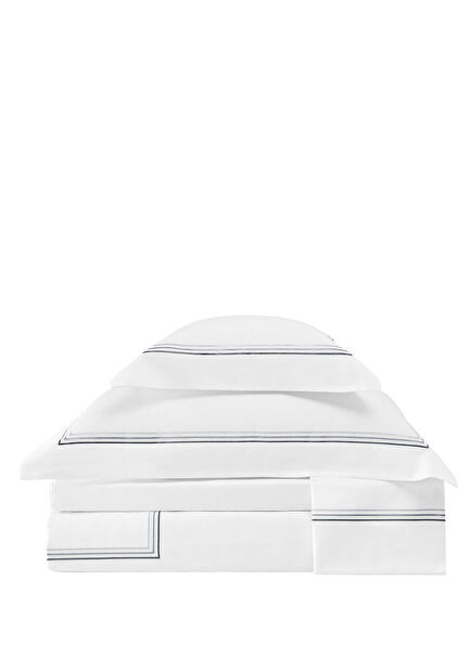 Trio Antrasit İşlemeli Saten Çift Kişilik Nevresim Takımı 200 x 220 cm