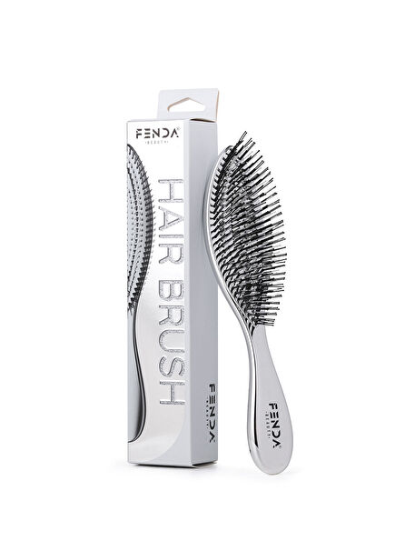 Profesyonel Chrome Silver 4 Pinli Dar Başlık Gümüş Saç Fırçası