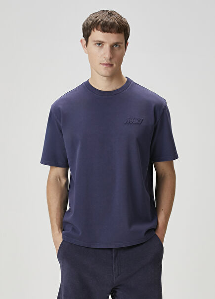 Navy Blue Logo Detailed T-Shirt