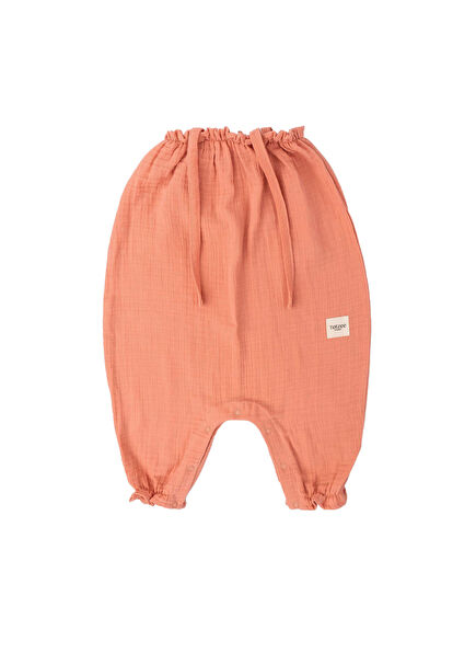 Mercan Rengi Müslin İp Askılı Kız Bebek Balon Tulum