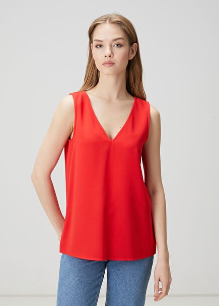 Red Crepe Tank Top
