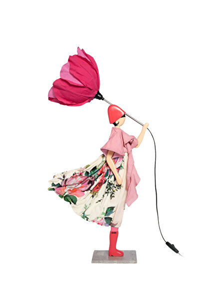 Ploumi Pink White Wooden Lampshade