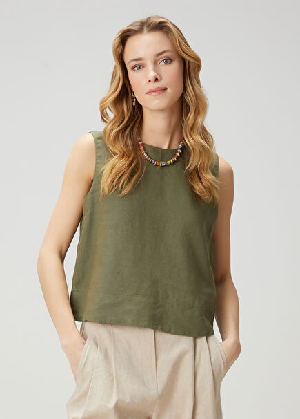 Khaki Linen Blouse