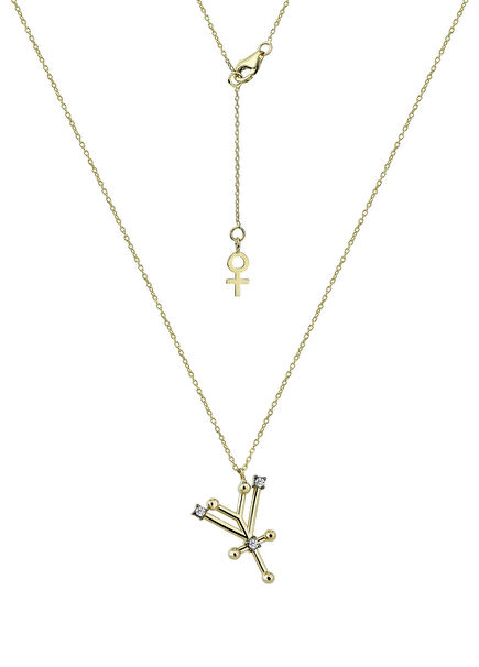 Galaktik Harf Pırlantalı Kadın Altın Kolye-Y