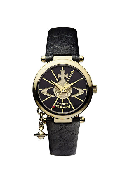 VV006BKGD Black Leather Women's Watch