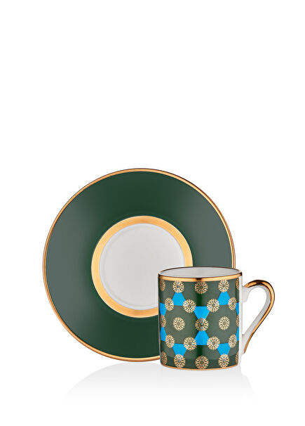 Turquoise 6-Person Porcelain Coffee Cup Set