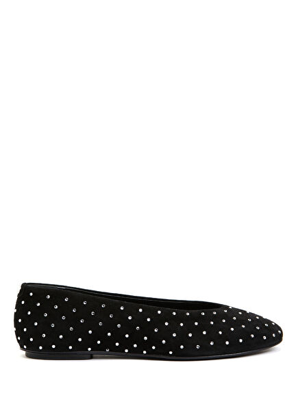 Black Stones Leather Ballet Flats