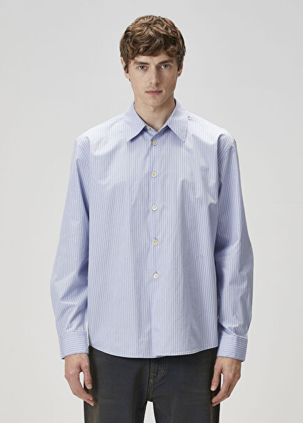 Açık Mavi Çizgili Gömlek