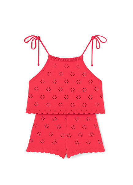 Strawberry Lotti Pink Knitwear Strappy Blouse and Shorts Girl Child 2 Set