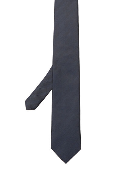 Navy Blue Herringbone Print Tie