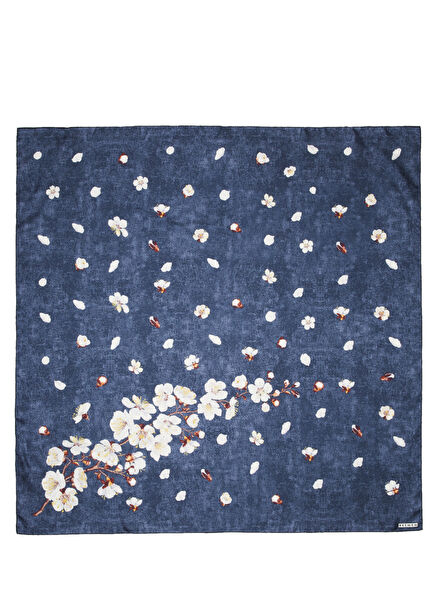 Navy Blue Silk Scarf