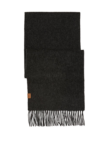 Gri Antrasit Erkek Yün Kaşmir Karışımlı Atkı