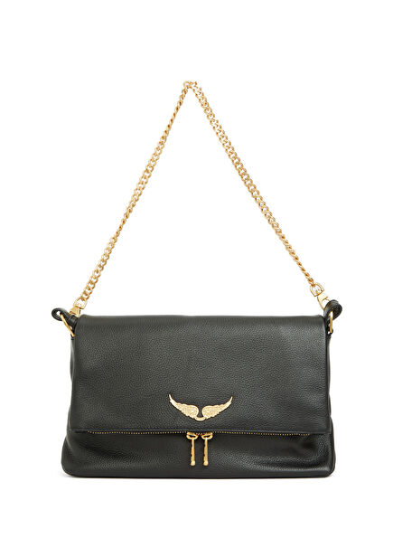 Siyah Gold Kadın Deri Çanta