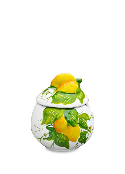 Limon ve Çiçek Desenli Seramik Şekerlik