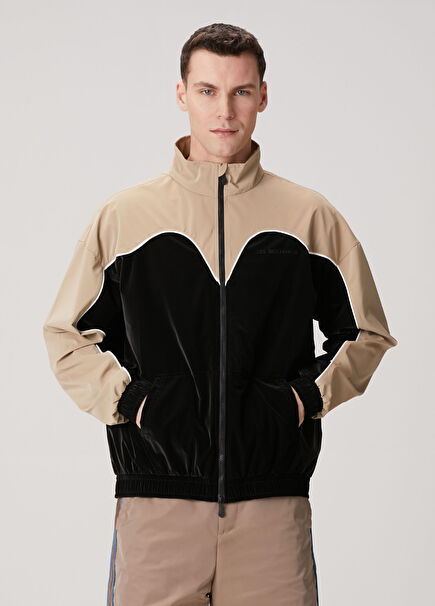 Bej Siyah Garni Detaylı Sweatshirt