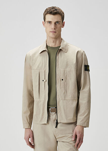 Beige Mercerized Overshirt