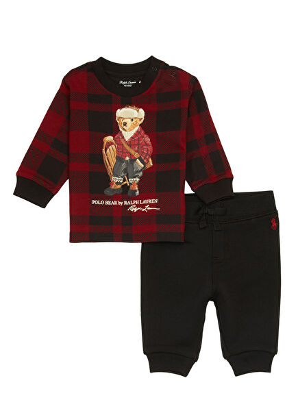 Kırmızı Siyah Desenli Erkek Bebek 2li Set