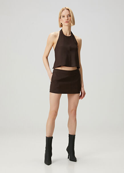 Brown Mini Wool Skirt