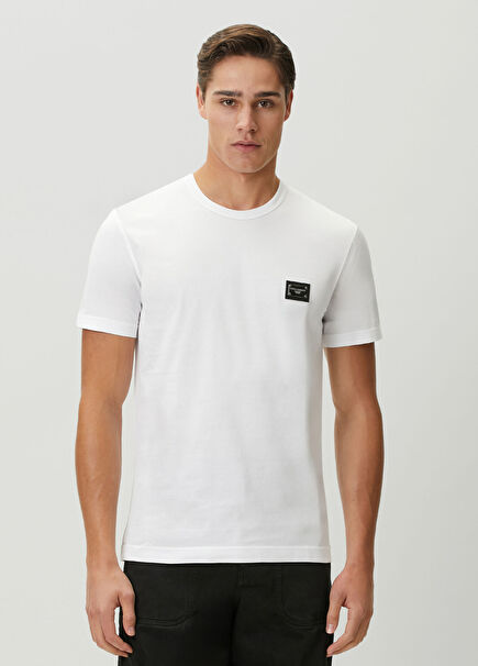Beyaz Logo Detaylı T-shirt