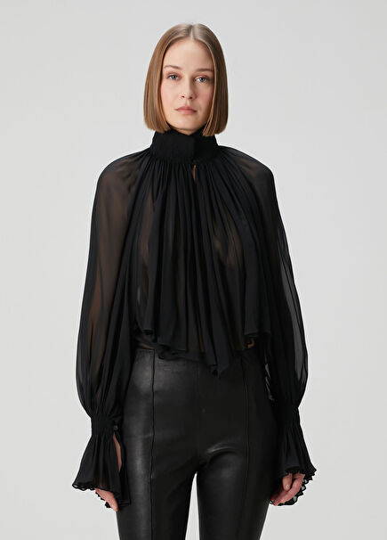 Durer Black Silk Evening Blouse