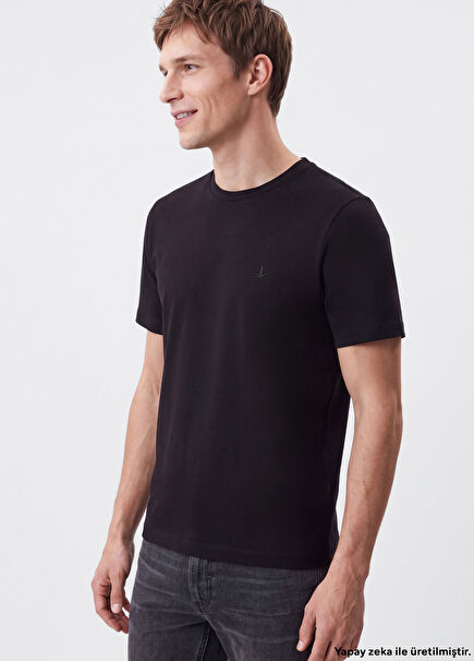 Relax Fit Black Mercerized T-Shirt