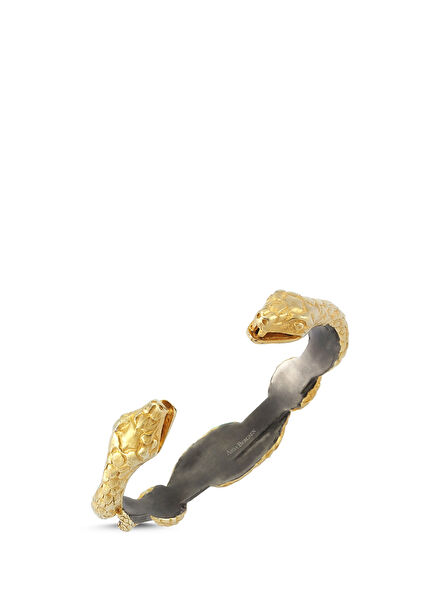 Yellow Duo Serpent Silver And Gold Plated Bracelet